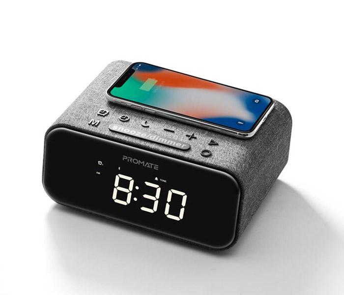 Promate Cayam Wireless Charging Alarm Clock with Stereo Wireless Speaker and Handsfree Support - Zoom Image 2