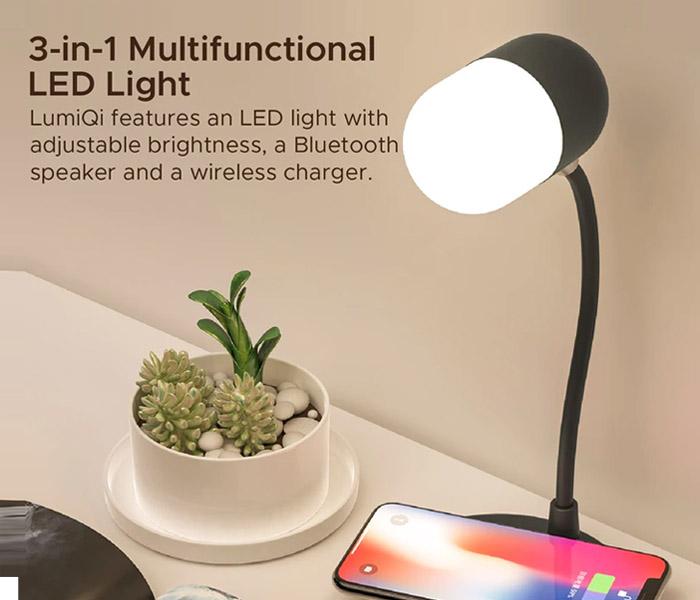 Promate LumiQi Sight Sensitive LED Table Lamp with Wireless Speaker and Wireless Charger - Black - Zoom Image 2