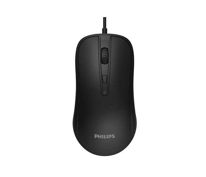 Philips SPK7214 3-Button Optical Wired USB Mouse with Adjustable DPI for Laptop, PC or Mac OS - Black - Zoom Image 1