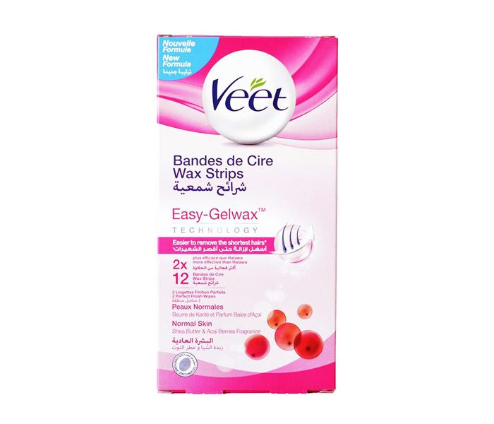 Veet Wax Strips Easy Gelwax Technology with Shea Butter &amp; Acai Berries Fragrance for Normal Skin - 12 Strips - Zoom Image 2