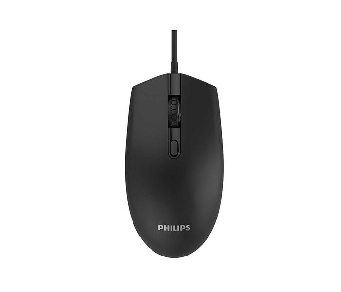 Philips SPK7204 Stylish Design HD Optical Tracking Wired Mouse - Black - Zoom Image 1