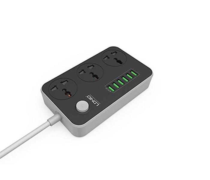 LDNIO SC3604 Power Strip With 3 AC Sockets and 6 USB Ports - Black - Zoom Image 4