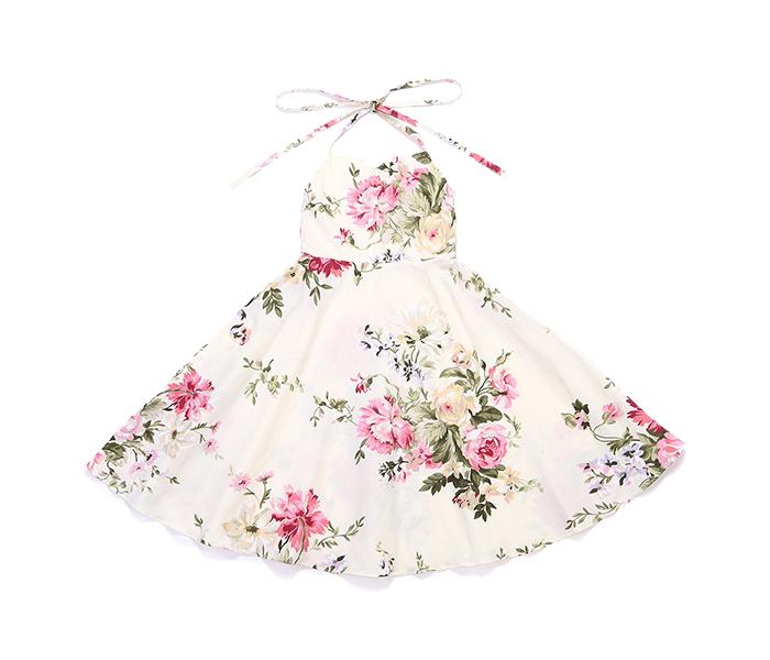 Little Wings 2 Years Summer Vintage Floral Print Casual Boho Toddler Valentine Frock - Cream - Zoom Image 1