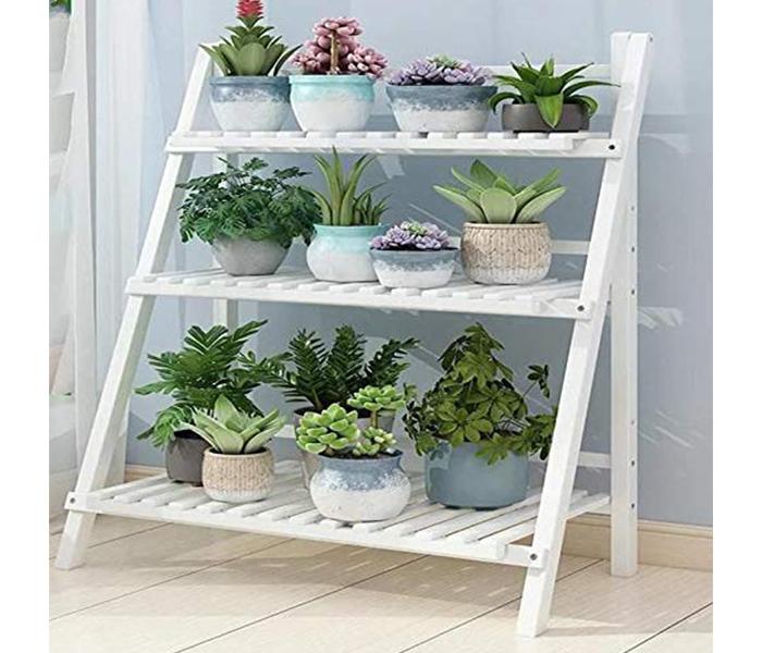 KMTE Three Layers Wooden Flowers Shelves & Racks Storage Foldable Flower Stand - White - Zoom Image 4