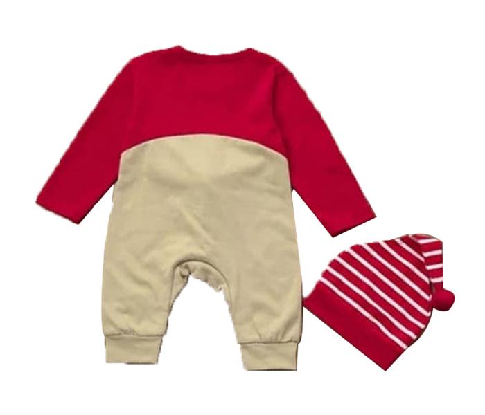 Little Wings 6 months Baby Deer Christmas Jumpsuit with Hat - Red and Brown - Zoom Image 1