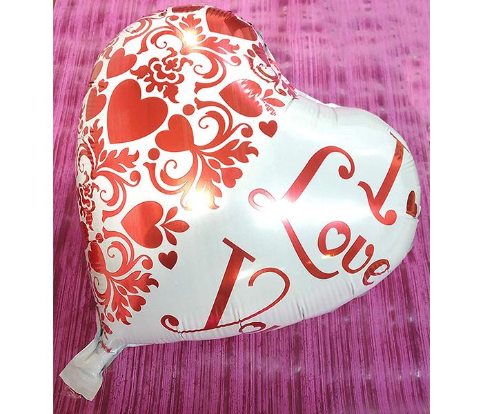 KMTE White &amp; Red Heart shape Helium Foil Balloon with I Love U Aluminum Film - 5 Pieces - Zoom Image 1