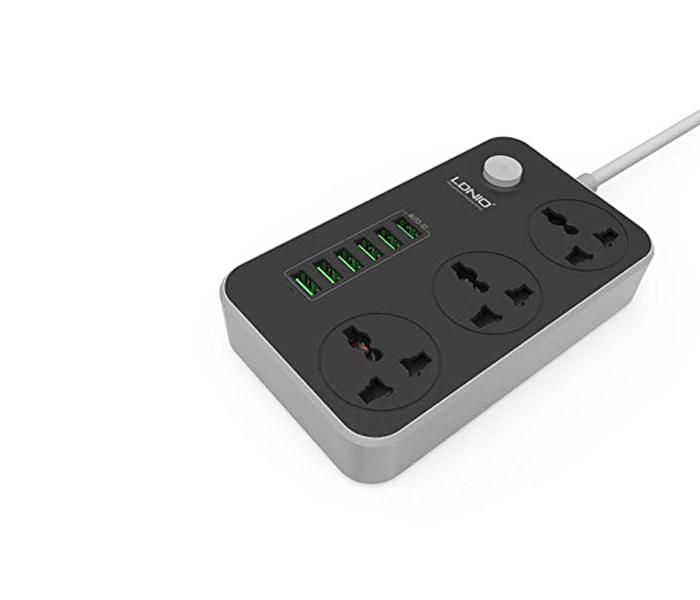 LDNIO SC3604 Power Strip With 3 AC Sockets and 6 USB Ports - Black - Zoom Image 3