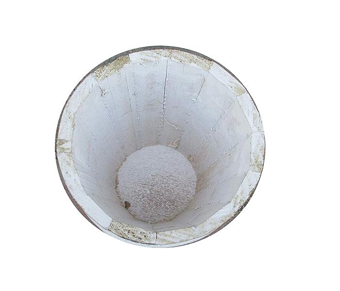 KMTE Decorative Wooden Rustic Round Planter Vase Succulent Flower Pots - White - Zoom Image 2