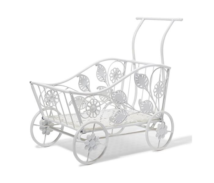 KMTE Kreative Steel Flower Pot Decorative Trolly - White, 38 x 38.5 x 19.5cm - Zoom Image 2