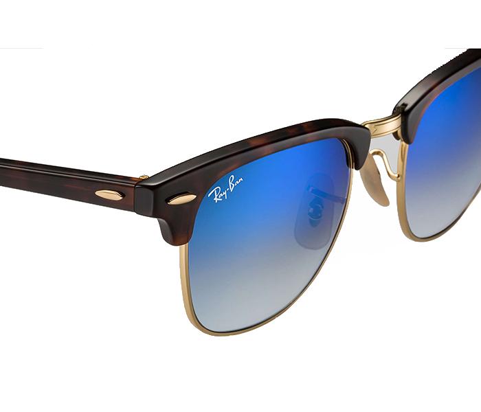 Ray Ban RB3016 990 7Q 3N 51 Club Master Square Tortoise and Gold Frame with Blue Mirrored Sunglass for Unisex - Zoom Image 3