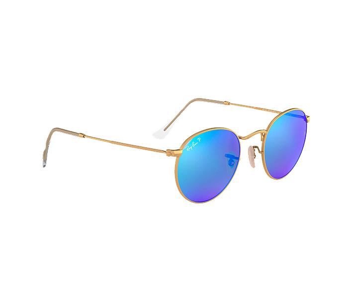 Ray Ban RB3447 112 17 3N 50 Round Gold Frame with Blue Mirrored Sunglass for Unisex - Zoom Image 4