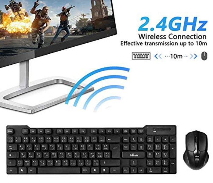 Trands TR-KB110 2.4G Wireless Keyboard & Mouse Combo - Black - Zoom Image 1