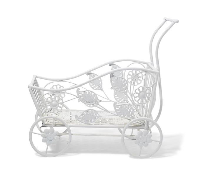 KMTE Kreative Steel Flower Pot Decorative Trolly - White, 38 x 38.5 x 19.5cm - Zoom Image 1