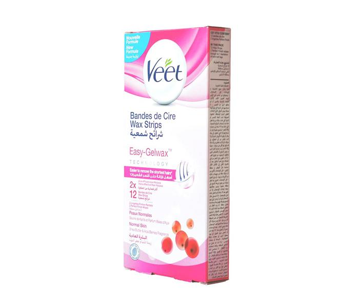 Veet Wax Strips Easy Gelwax Technology with Shea Butter &amp; Acai Berries Fragrance for Normal Skin - 12 Strips - Zoom Image 3