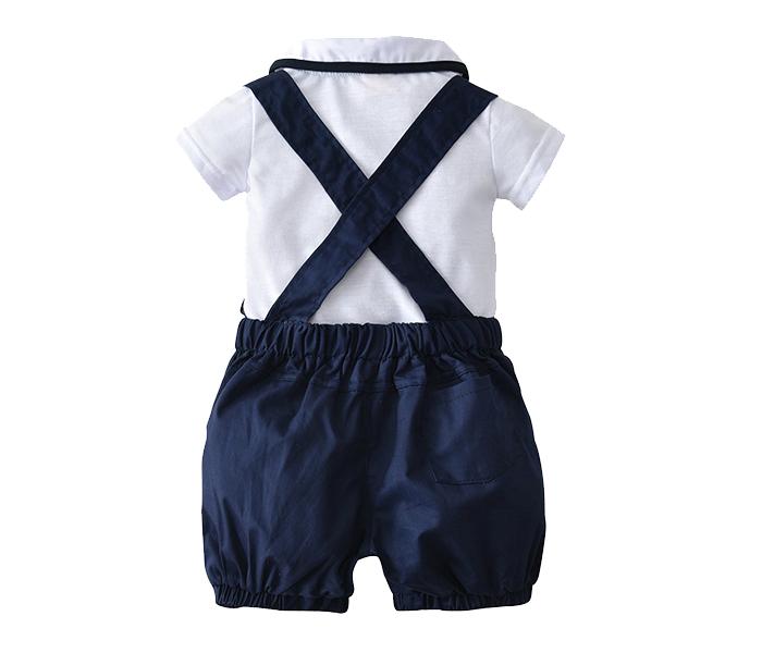 Little Wings 2 Years Baby Short Sleeve Gentleman T-Shirt Overalls Clothes Set with Tie - White and  Blue - Zoom Image 1