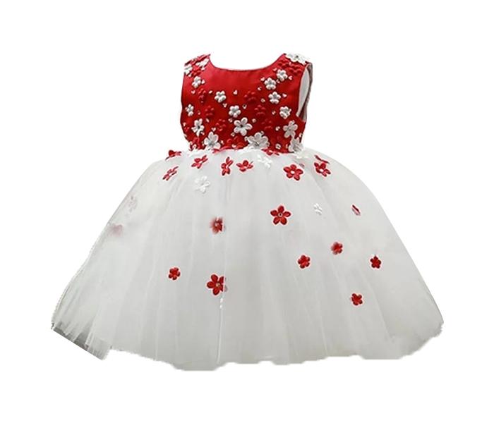 Little Wings 2 Years Baby Girl Party wear Floral Frock Dress - White - Zoom Image 1