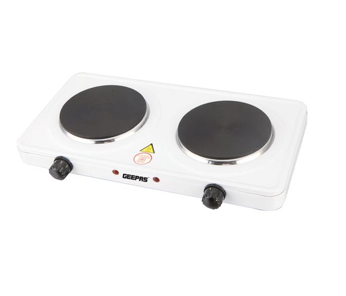 Geepas GHP32014 Electric Double Hotplate with Auto Thermostat - White - Zoom Image