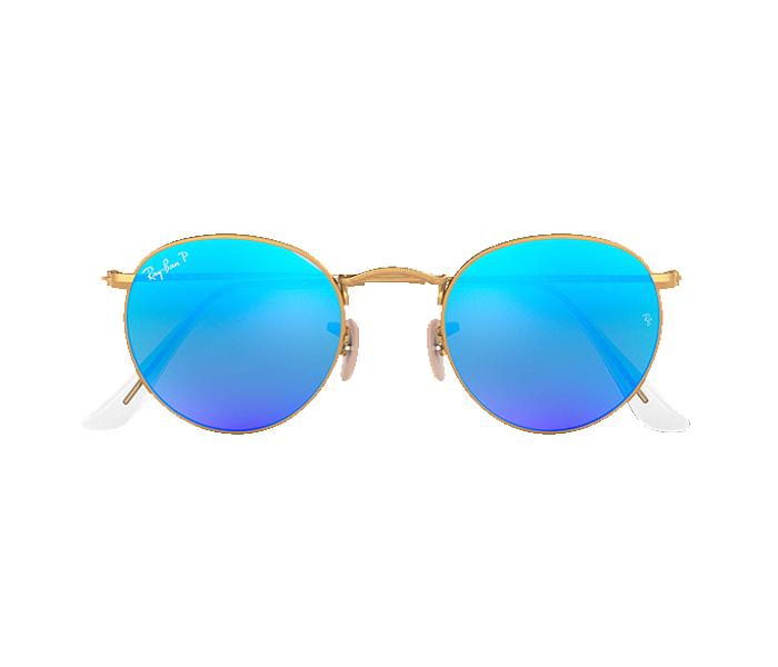 Ray Ban RB3447 112 17 3N 50 Round Gold Frame with Blue Mirrored Sunglass for Unisex - Zoom Image 2