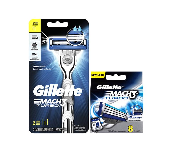 Gillette Mach3 Turbo Razor with 2 Cartridges plus Pack of 8 Cartridges - Zoom Image