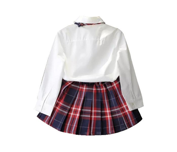 Little Wings 5 Year School Girl Skirt and Bow-Tie Dress - White and Maroon - Zoom Image 1