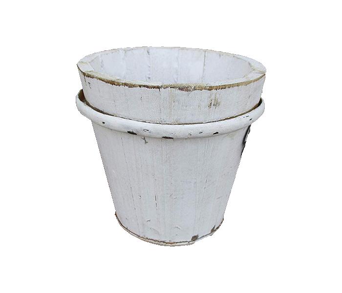 KMTE Decorative Wooden Rustic Round Planter Vase Succulent Flower Pots - White - Zoom Image 3