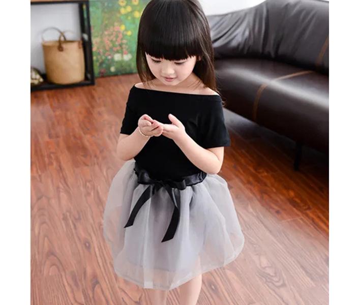 Little Wings Short Sleeve 3 Years T-Shirt Net Gauze Skirt - Black and Grey - Zoom Image 3