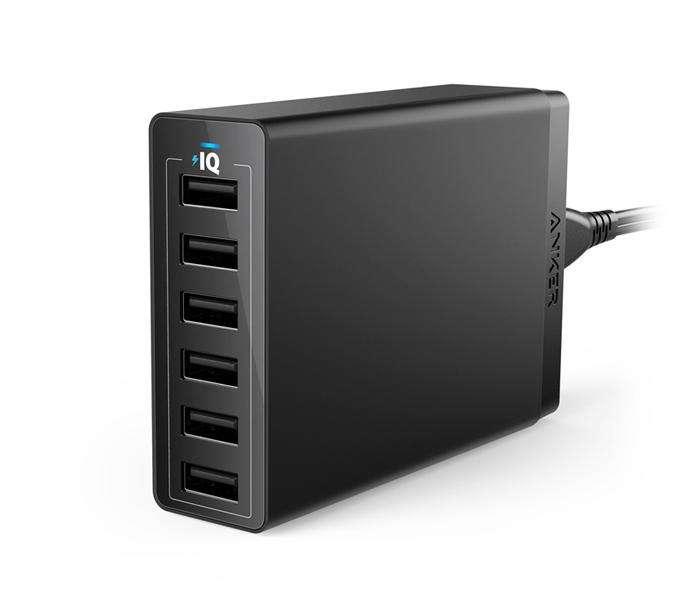 Anker A2123 Powerport 60 W 6 Port USB Charger Black - Zoom Image 1