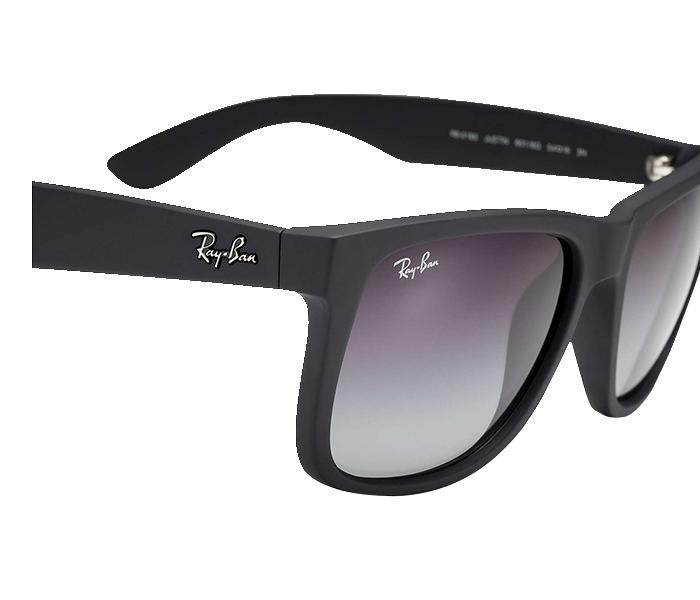 Ray Ban RB4165F 622 8G 54 3N Justin Gray Gradient Rectangle Black Frame with Grey Mirrored Sunglass for Unisex - Zoom Image 4