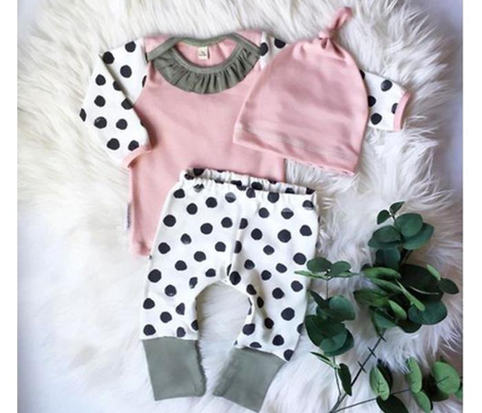 Little Wings 3 months Baby Dots Romper with Cap - Pink and White - Zoom Image 2