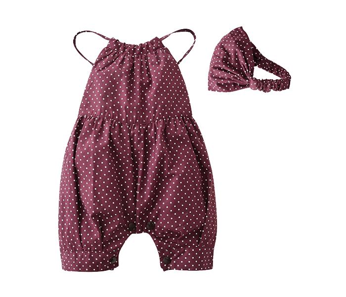 Little Wings Baby Girls Dots Romper and Headband Clothes Outfits Set - Grape - Zoom Image 1