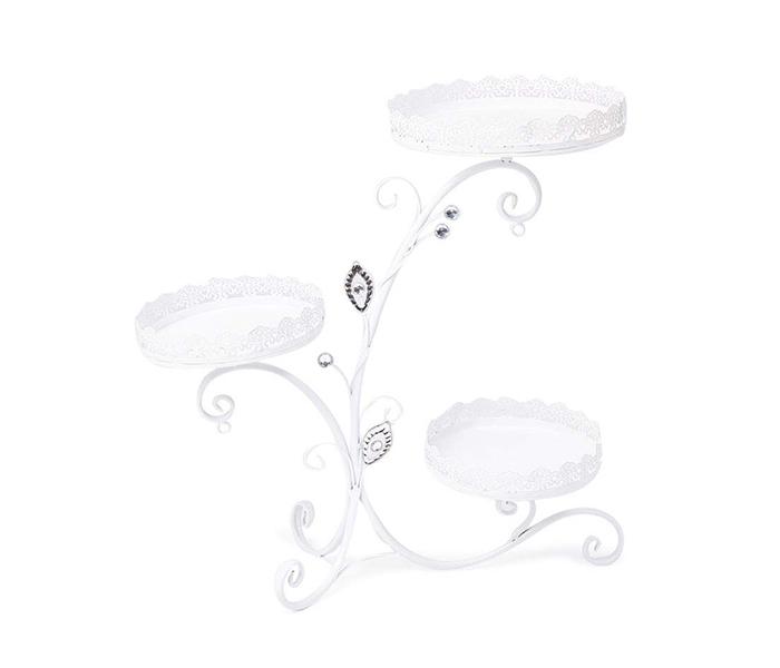 KMTE Steel 3-Tiers Art Flower Holder Rack Stand - White - Zoom Image