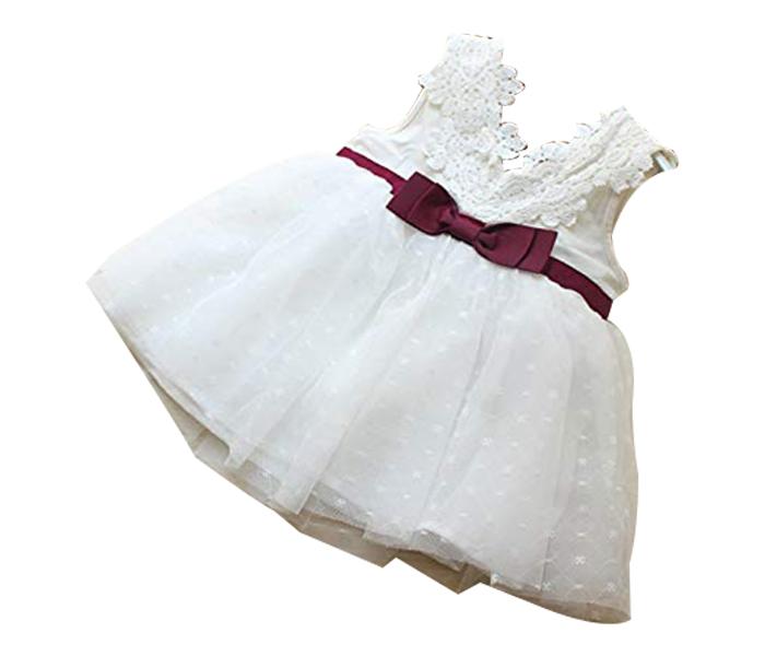 Little Wings 6 months Beautiful Bow Baby Girl Dress - White - Zoom Image 1