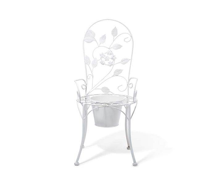 KMTE Kreative Steel Chair Flower Stand with Pot inside - White - Zoom Image 1