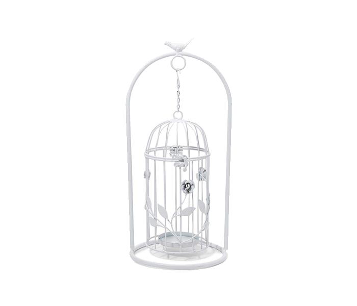 KMTE Steel Hanging Bird Cage Stand for Flowers - White - Zoom Image