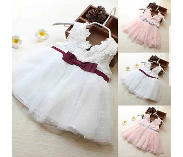 Little Wings 6 months Beautiful Bow Baby Girl Dress - White - Zoom Image 2