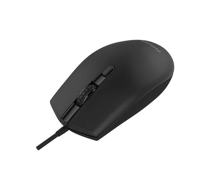 Philips SPK7204 Stylish Design HD Optical Tracking Wired Mouse - Black - Zoom Image 2