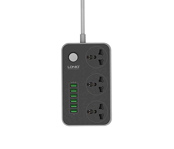 LDNIO SC3604 Power Strip With 3 AC Sockets and 6 USB Ports - Black - Zoom Image 1