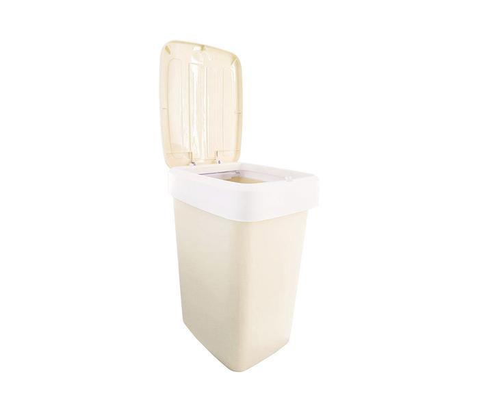 Click Top Lock Trash Bin with Pull-up Plastic Storage - Brown - Zoom Image 2