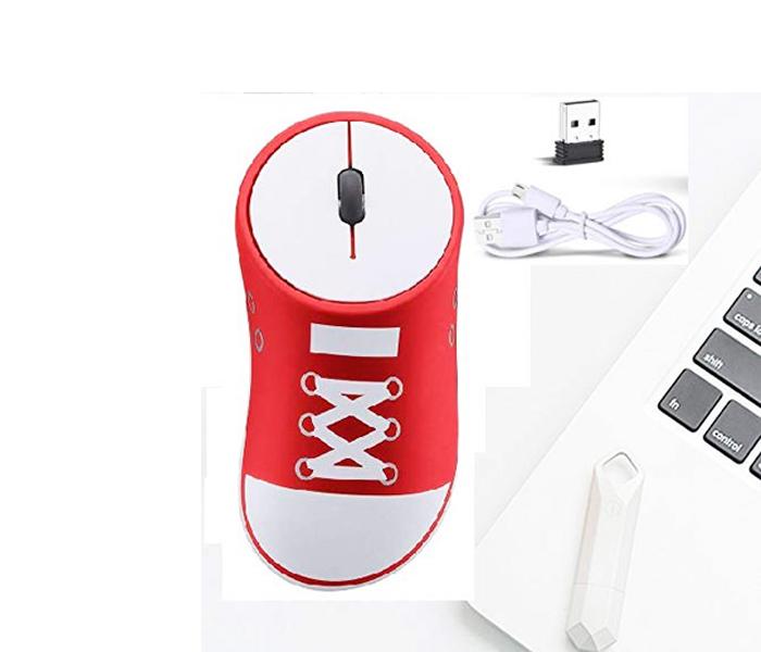 Wireless Charging Mouse 2.4G Creative Shoes Pattern Photoelectric Mouse - Red - Zoom Image 5