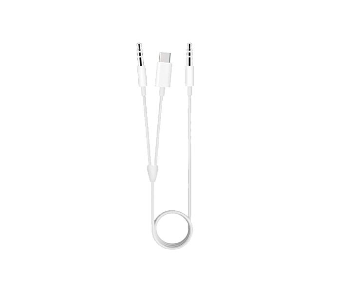 Trands TR-CA737 2-in-1 Type-C Aux Audio Cable - White - Zoom Image 2