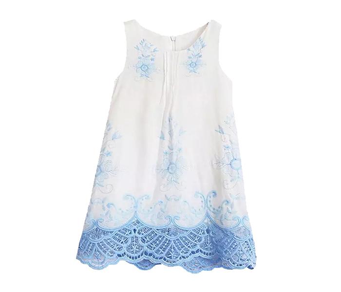 Little Wings 2 Years O-Neck Floral Princess Sleeveless Embroidery Dress - White - Zoom Image