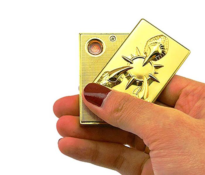 Smart USB Rechargeable and Flameless Designer Cigarette Lighter - Gold - Zoom Image 2