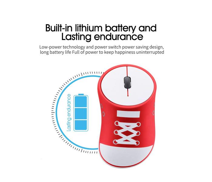 Wireless Charging Mouse 2.4G Creative Shoes Pattern Photoelectric Mouse - Red - Zoom Image 3