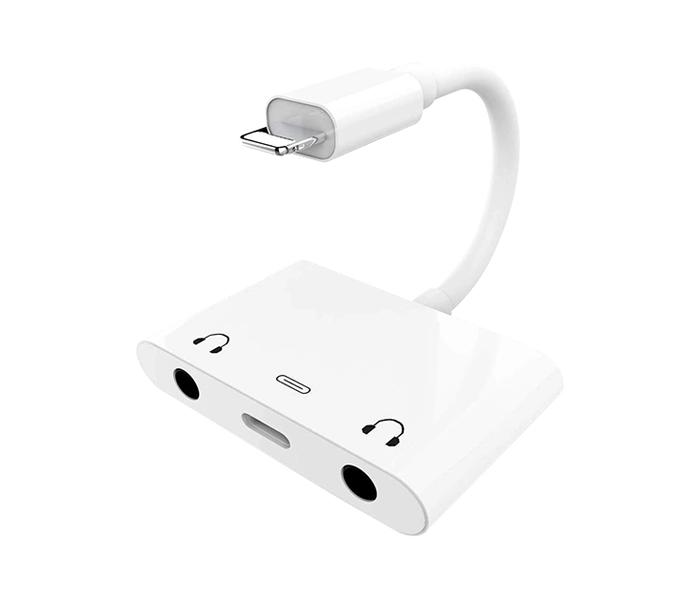 Earldom ET-OT30 3-in-1 Dual Lightning & 3.5 Audio Adapter - White - Zoom Image 2