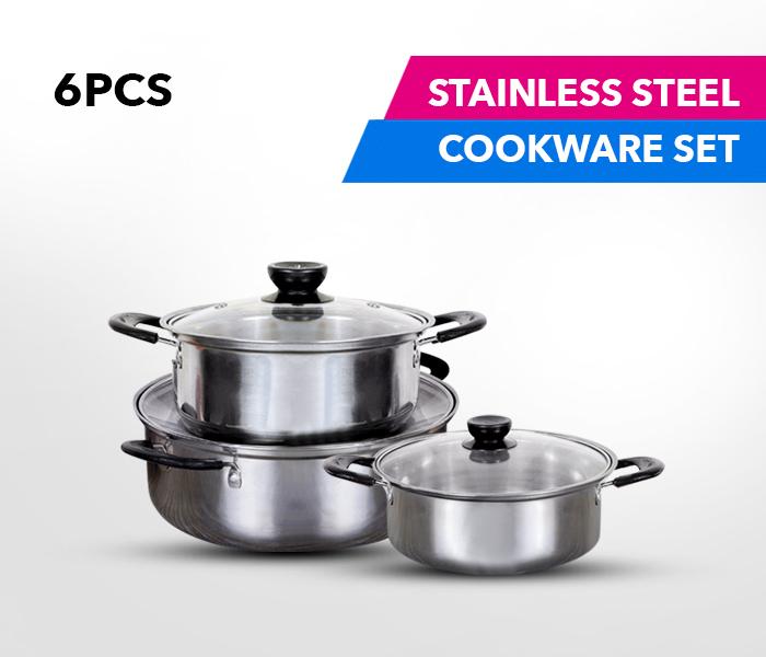 6 PCS Stainless Steel Cookware Set with Cooltouch Handle - Zoom Image 2