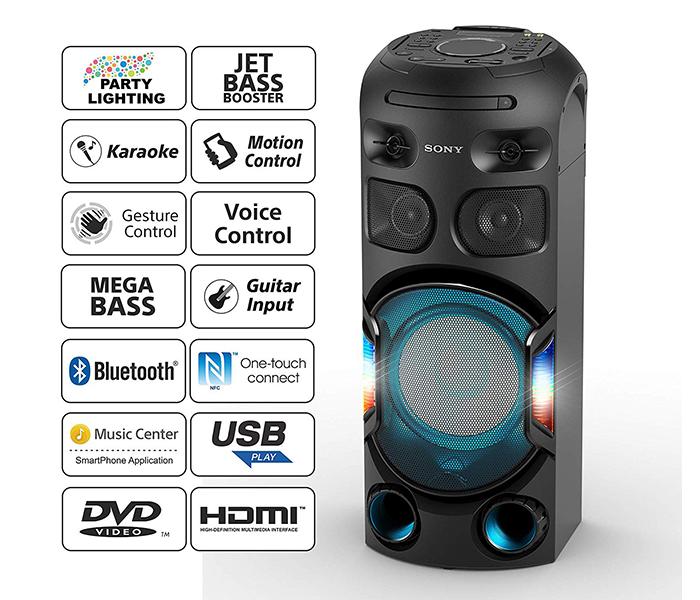 Sony MHC-V42D High Power Party Speaker System with Bluetooth Technology, Black - Zoom Image 2