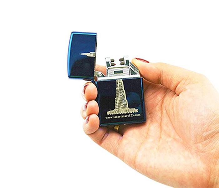 Smart USB Rechargeable and Flameless Cigarette Lighter (Burj Khalifa Design) - Blue - Zoom Image 2