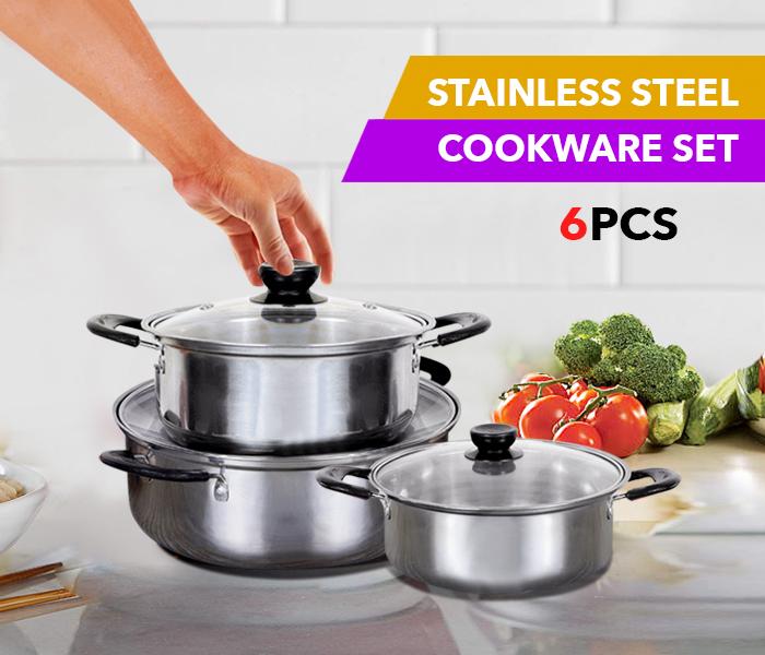 6 PCS Stainless Steel Cookware Set with Cooltouch Handle - Zoom Image 1