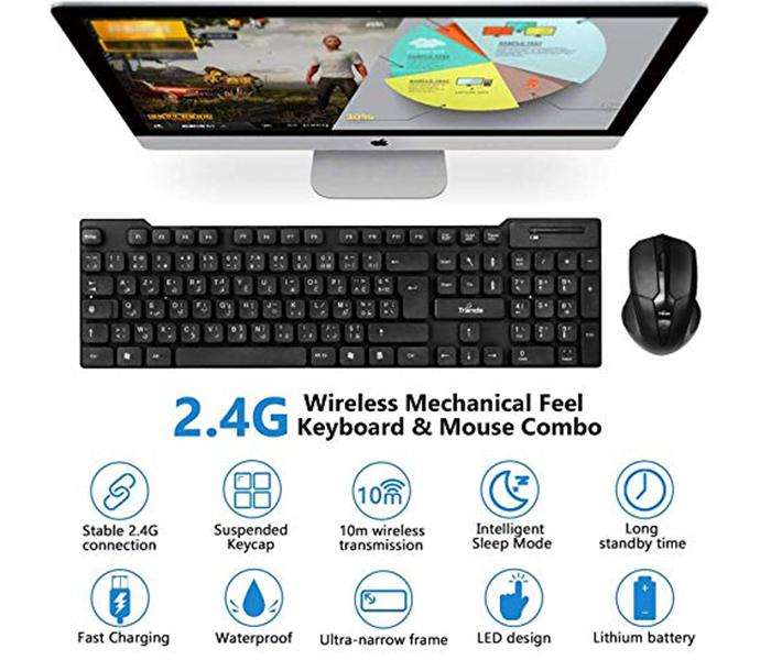 Trands TR-KB110 2.4G Wireless Keyboard & Mouse Combo - Black - Zoom Image 2