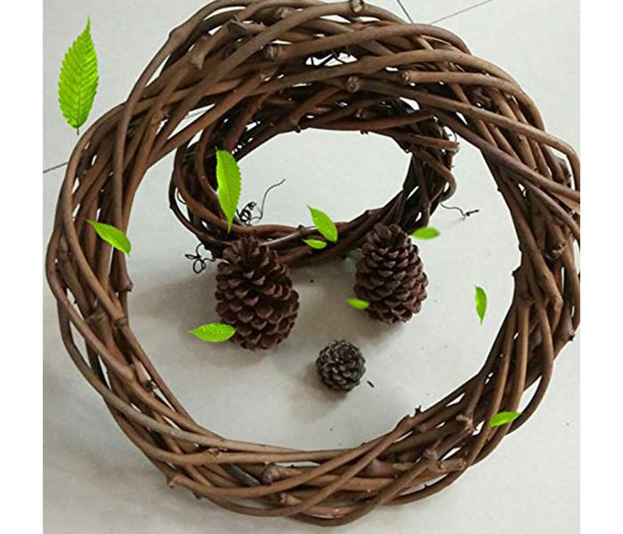 KMTE 5 Pieces Home Natural Woven Rattan Hoop Garland for Wall Xmas Tree Hanging Decor - 13cm - Zoom Image